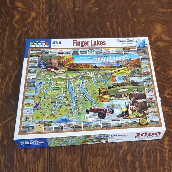 White Mountain 1,000 pc Puzzle "I Love NY Finger Lakes Region" Wine Country - Picture 1 of 6